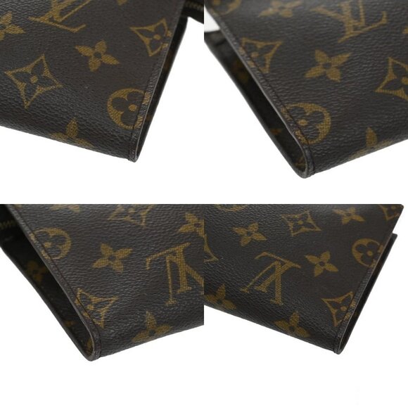 LOUIS VUITTON Logo BUCKET PM Pouch Bag Monogram Leather Brown France - Picture 12 of 15